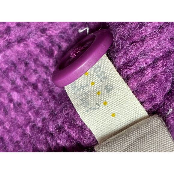 Fossil Wool Blend Cable Knit Cardigan Sweater Womens Size L Purple Button Up - Picture 4 of 7